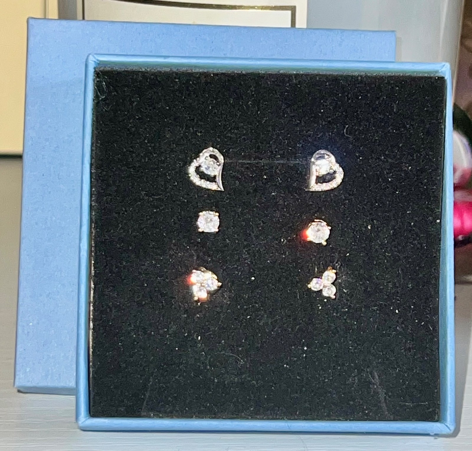 925 sterling silver gold and silver colour way studs x 3